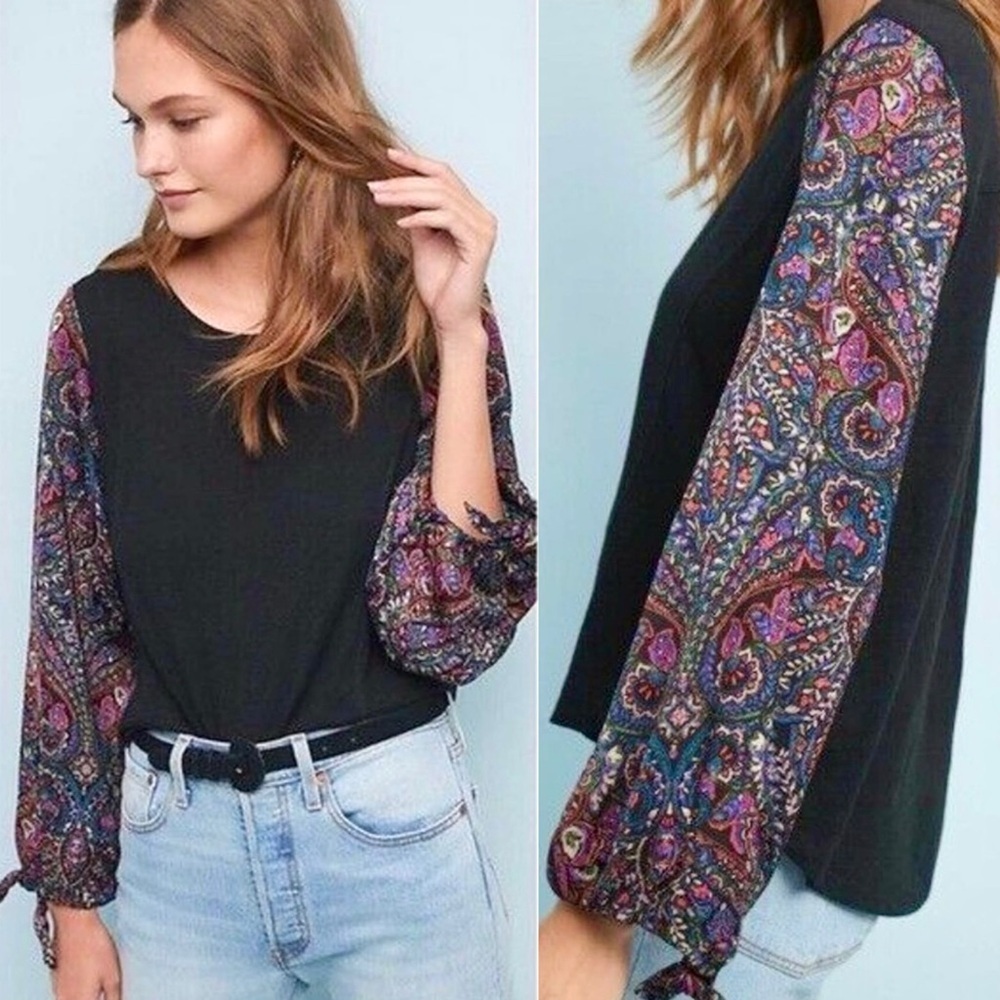 Anthropologie Akeim & Kin Paisley Sleeve Top